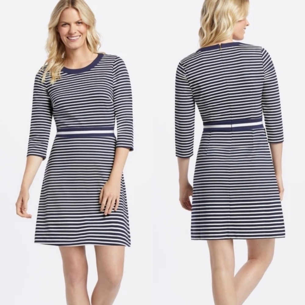 Draper James striped persley ponte dress navy/white 1X